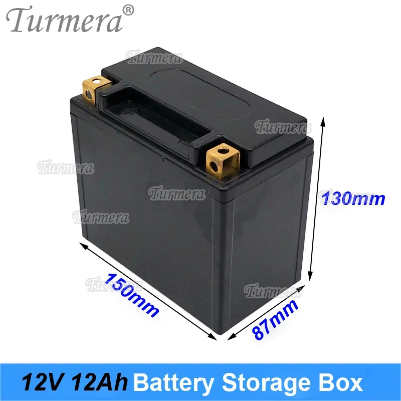 Turmera 12V Battery Storage Box Empty Case with Indicator Display for 7Ah to 20Ah Motorcycle Batteries Replace 12V Lead-Acid Use