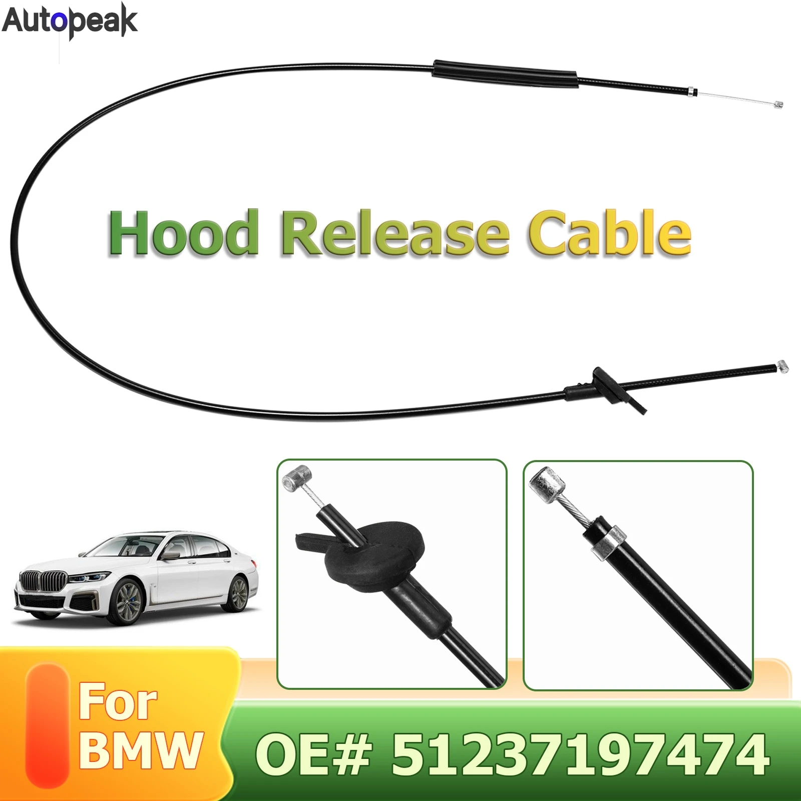 

Car Engine Hood Release Front Cable Bonnet Wire For BMW 7 Series E65 E66 750I Sport Sedan 750LI 760LI OE# 51237197474 Rubber Kit