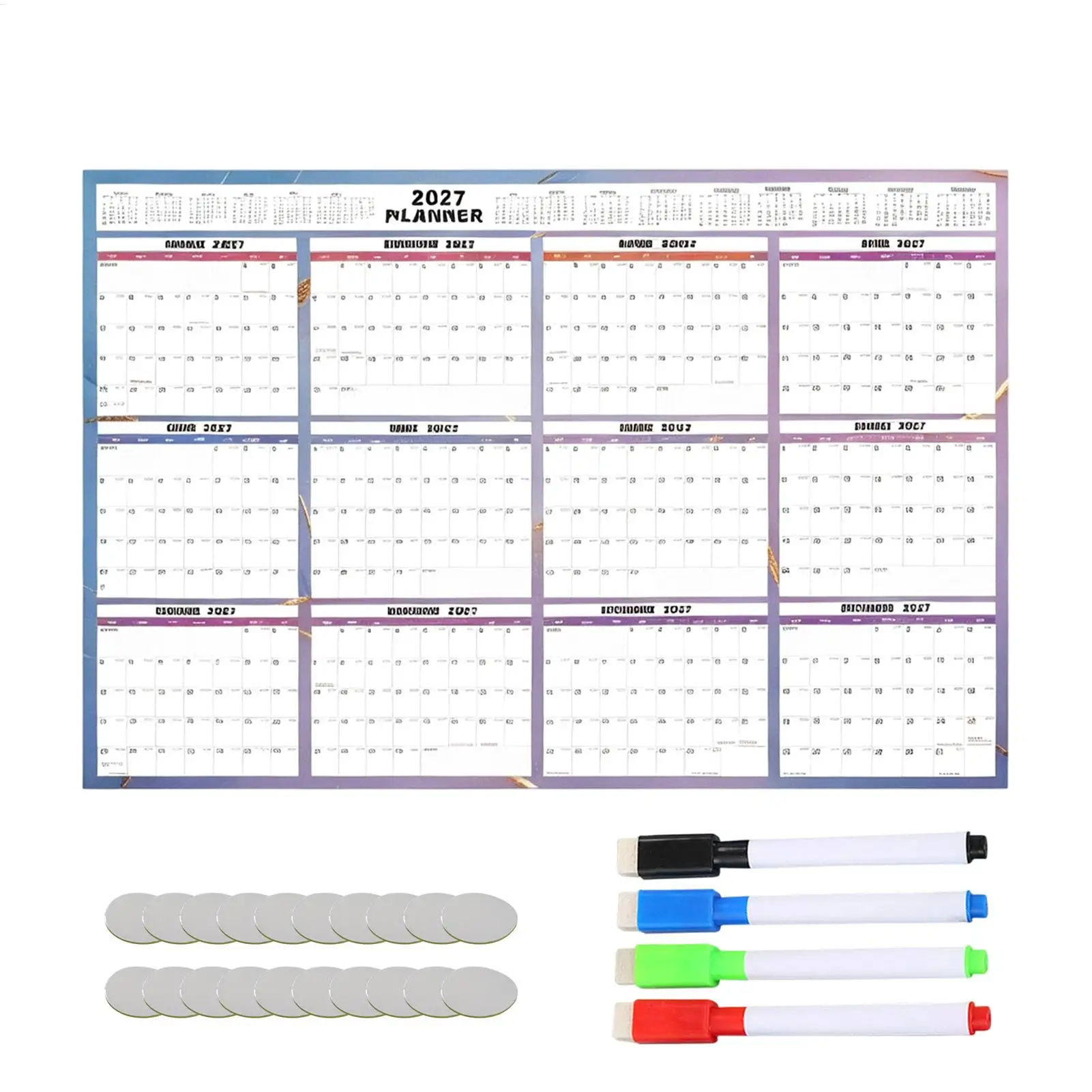 2027 Wall Calendar 12 Month Erasable Monthly Planner with Markers 2027 Wall Calendar Large for Home Apartment Living Room Office