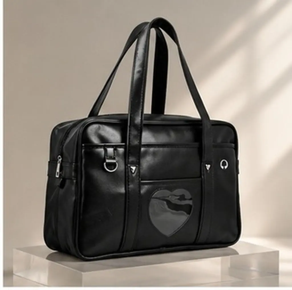 Waterproof Faux Laptop Tote Bag Large Capacity Heart Design School Handbag Office Travel Computer Case
