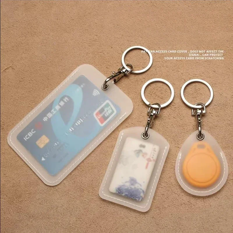 Transparent Bus Card Holder with Key Ring Convenient ID Card IC Card Bags Access Card Protective Cases