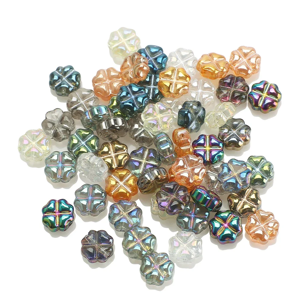 50Pcs/Lot Crystal Cross Pendant 8mm Glass Flower Petal Beads Color For Jewelry Making DIY Garment Accessories Wholesale