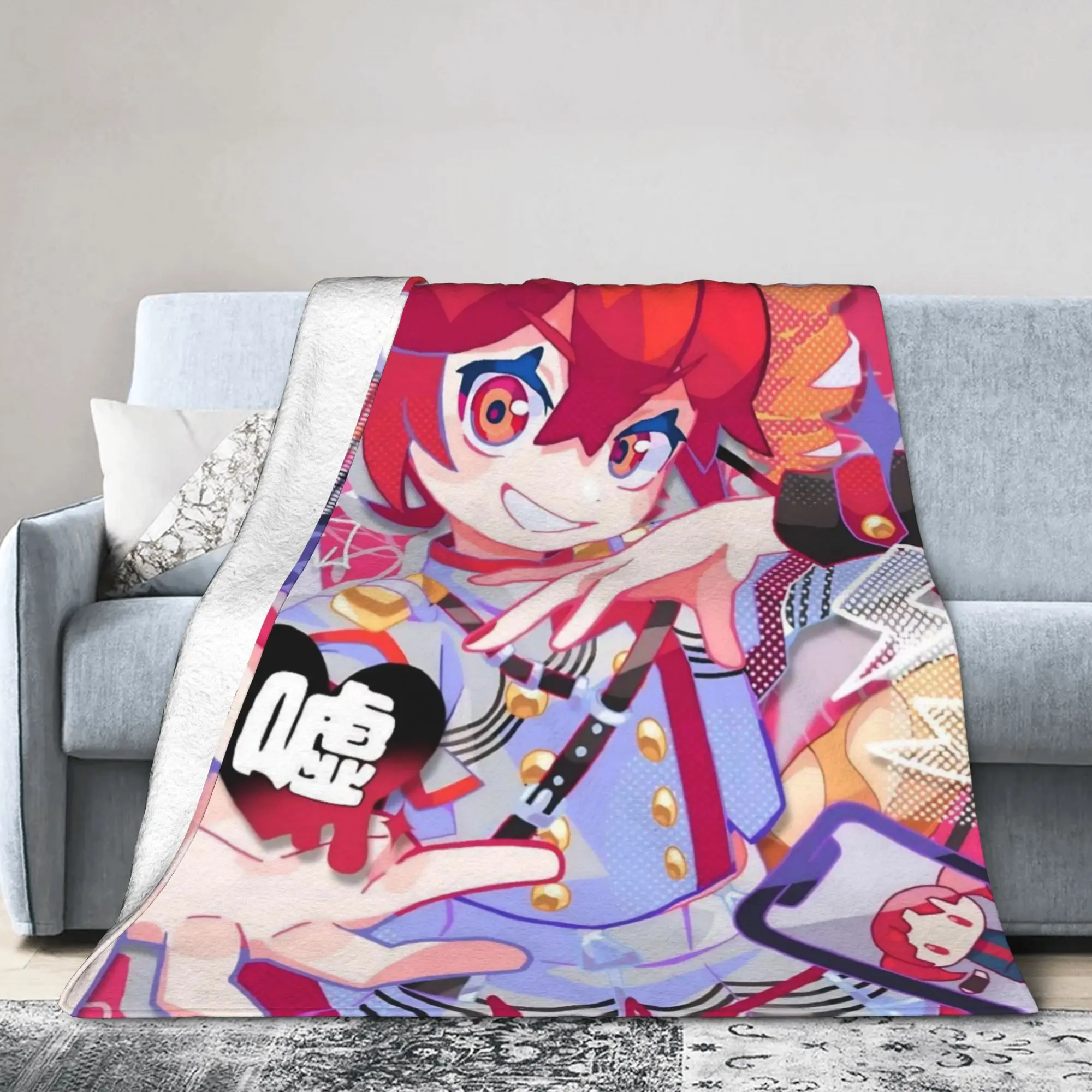 Kasanes Virtual Singer Tetoes Blanket Flannel Printed Cartoon Cute Breathable Ultra-Soft Throw Blankets for Bed