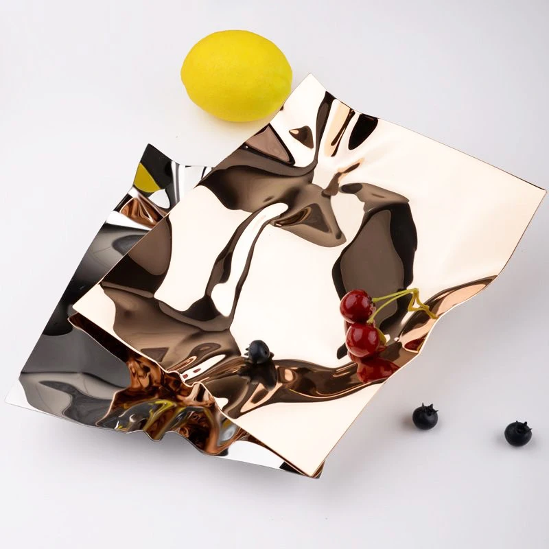 Luxury Nordic Decorative Serving Tray Stainless Steel Table Fruit Snack Dish Home Living Room kitchen Dessert Cake Candy Plate