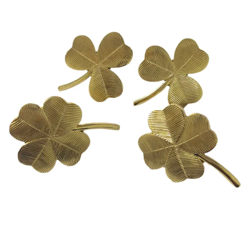 Brass Clover Furniture Handles Kitchen Cabinet Drawer Knobs Wardrobe Door Pulls Home Kitchen Hardware Accessories