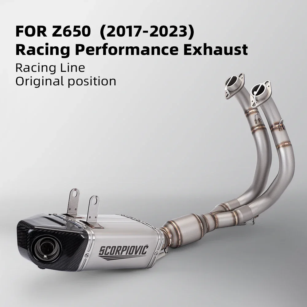 For Z650 Moto Racing Exhaust Full System Muffler 2017-2023