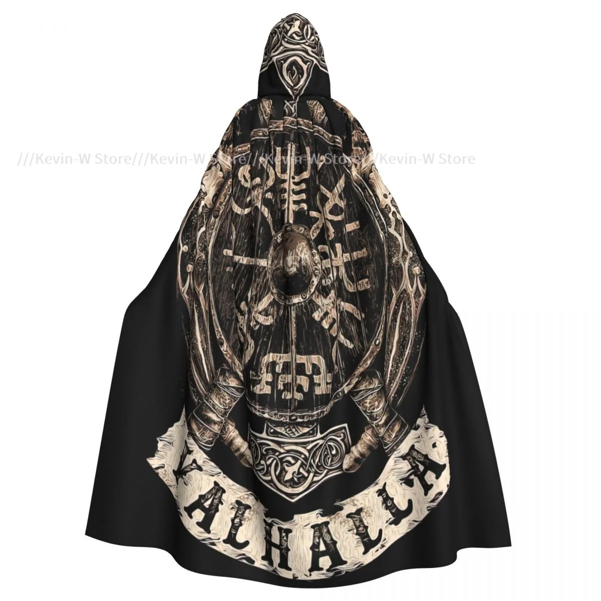 Adult Cloak Cape Hooded Vegvisir Shield Medieval Costume Witch Wicca Vampire Elf Purim Carnival Party