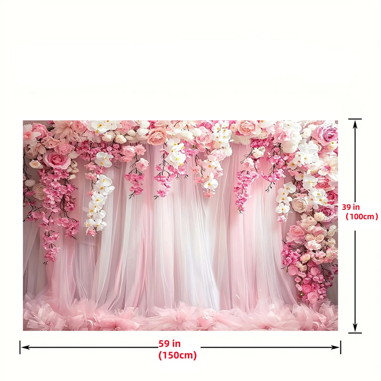 قماش بخلفية زهور وردية، وخلفية تصوير فوتوغرافي، وديكور حفلات الزفاف وحفلات الزفاف #3