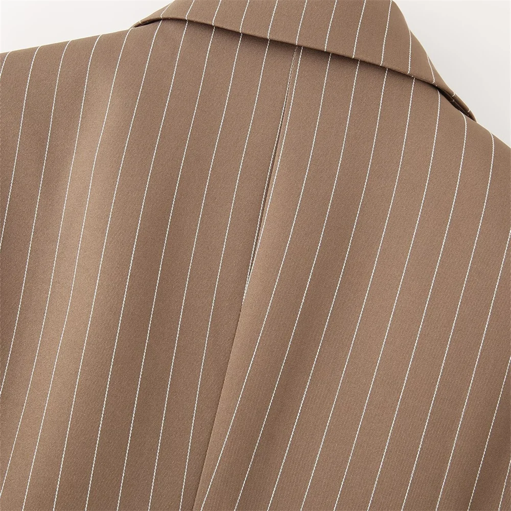 Abito a righe stile vecchio denaro moda casual da donna Primavera/Estate Nuova collezione Cappotto a maniche lunghe con un bottone