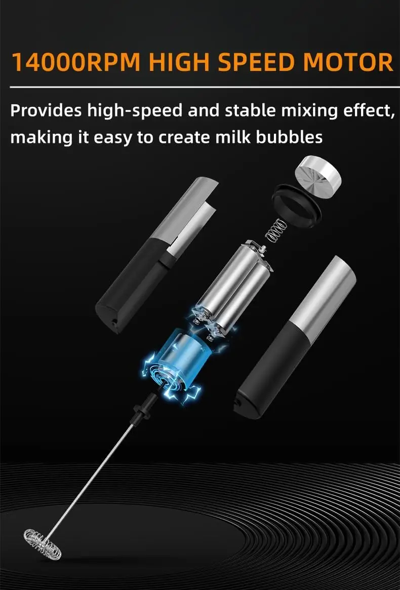 رغوة الحليب للقهوة - خلاط يدوي، خلاط مشروبات صغير، عصا رغوة القهوة مع حامل لللاتيه والكابتشينو والماتشا