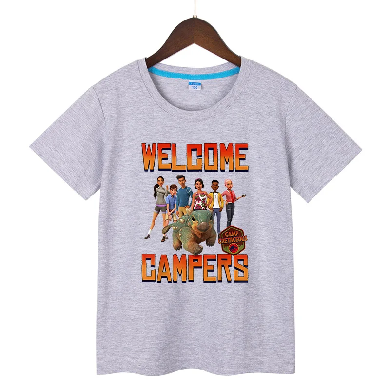 Jurassic World Camp Cretaceous Welcome Campers Group Boy Girl T shirt Cotton Kids Camiseta Summer Short Sleeve Kids T-Shirt