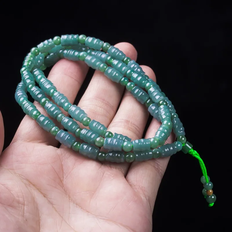 New Natural Jadeite Light Blue Water Abacus Bead Necklace Bracelet Carved Charm Jade Jewelry Fashion Amulet Gifts Certificate