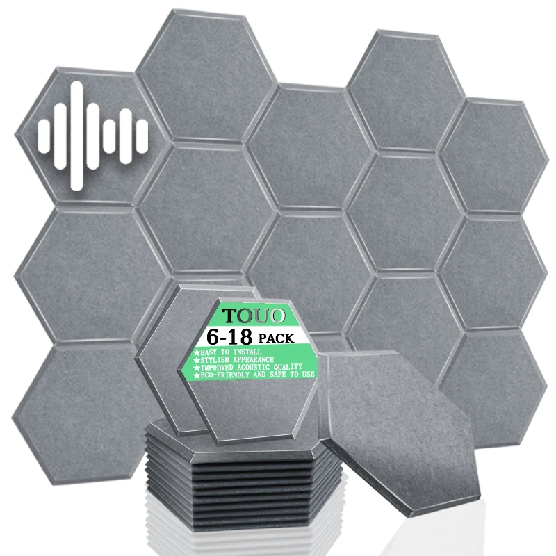 

TOUO High Density Hexagon Acoustic Panel 6/12/18 Pcs Sound Absorbing Treatment Sound Insulation Material Ktv Acoustic Treatment