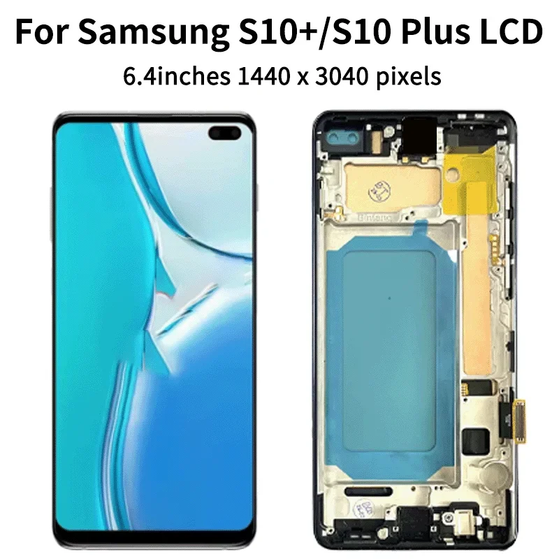 Wyświetlacz LCD TFT 6.4'' wysokiej jakości do Samsung S10+ G975F G975U G975W G975, ekran dotykowy digitizer, wyświetlacz S10 Plus z ramką — zdjęcie produktu 3