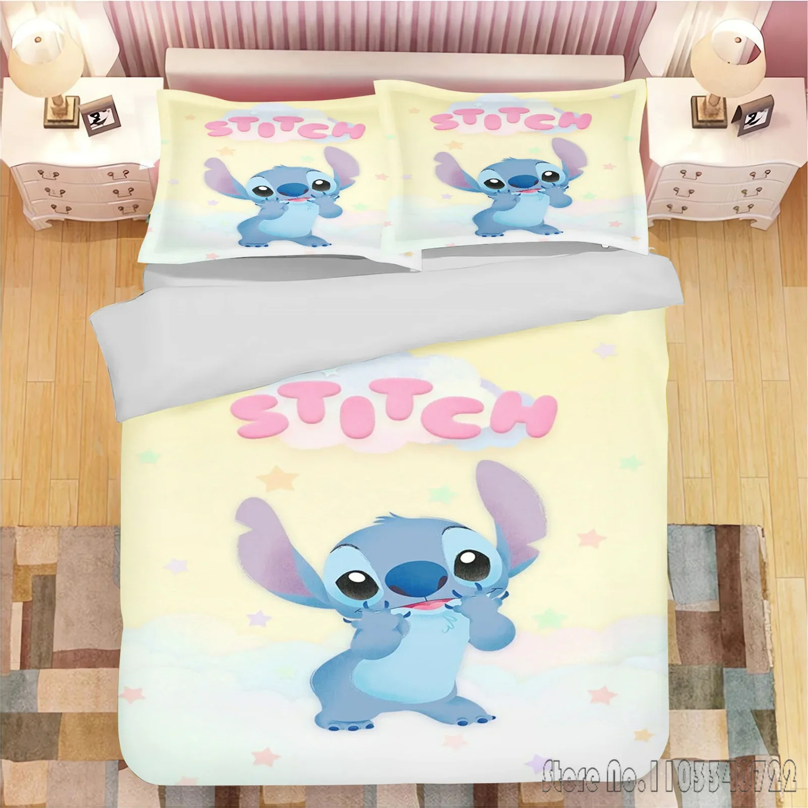 Stitch Lilo Angle Disney Love Child Duvet Cover Set HD Comforter Quilt Cover Bedclothes for Kids Bedding Sets Bedroom Decor