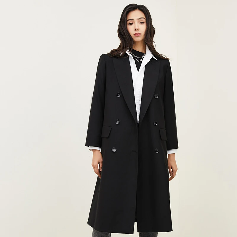 Imagem -02 - Primavera Blusão Longo Trench Coat 2023 Novas Mulheres Duplo Breasted Magro Trench Coat Feminino Moda Casual Outwear