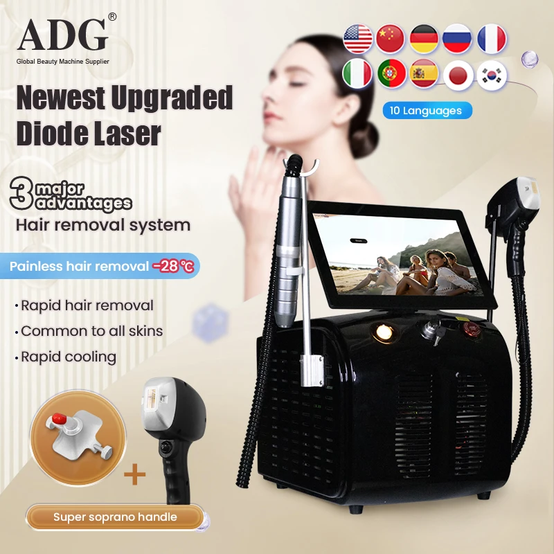 808nm 755nm 1064nm 2 in 1 Diode Laser Germany Bar Painless Hair Removal Q Switched Tattoo Pigment Removal Pico Laser Machine