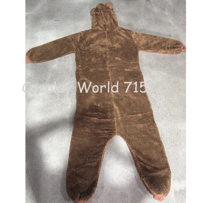 Unisex Adult Brown Bear Animal Onesie Pajamas Soft Flannel Full Zip Cosplay Costume Winter Warm Home Sleep Jumpsuit