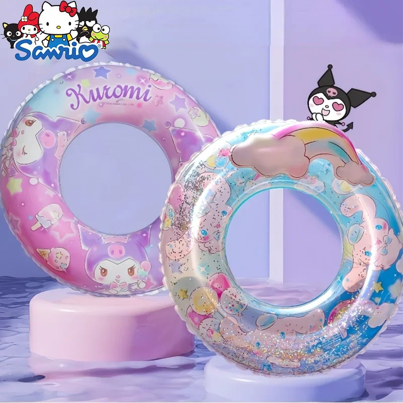 Bonito Anti-Rollover Natação Bóia para Crianças, Sanrio Kawaii Kuromi, Axila Bóia, Brinquedos de água