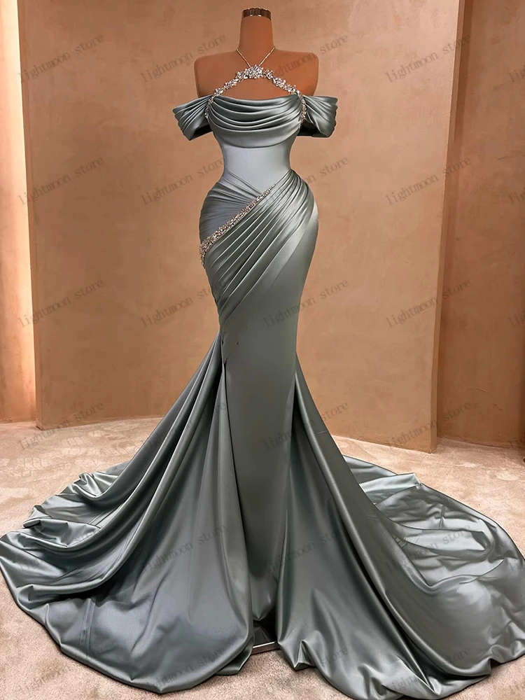 Vintage Evening Dresses Satin Prom Dress Beading Appliques Sleeveless Backless Robes Glamorous Vestidos De Gala Customized 2025