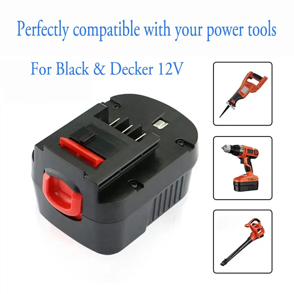 For Black & Decker 12V Rechargeable Tool Battery A12EX FSB120B A1712 HP12K HP12 Li-ion Battery  12V 4000/6000mAh  Battery