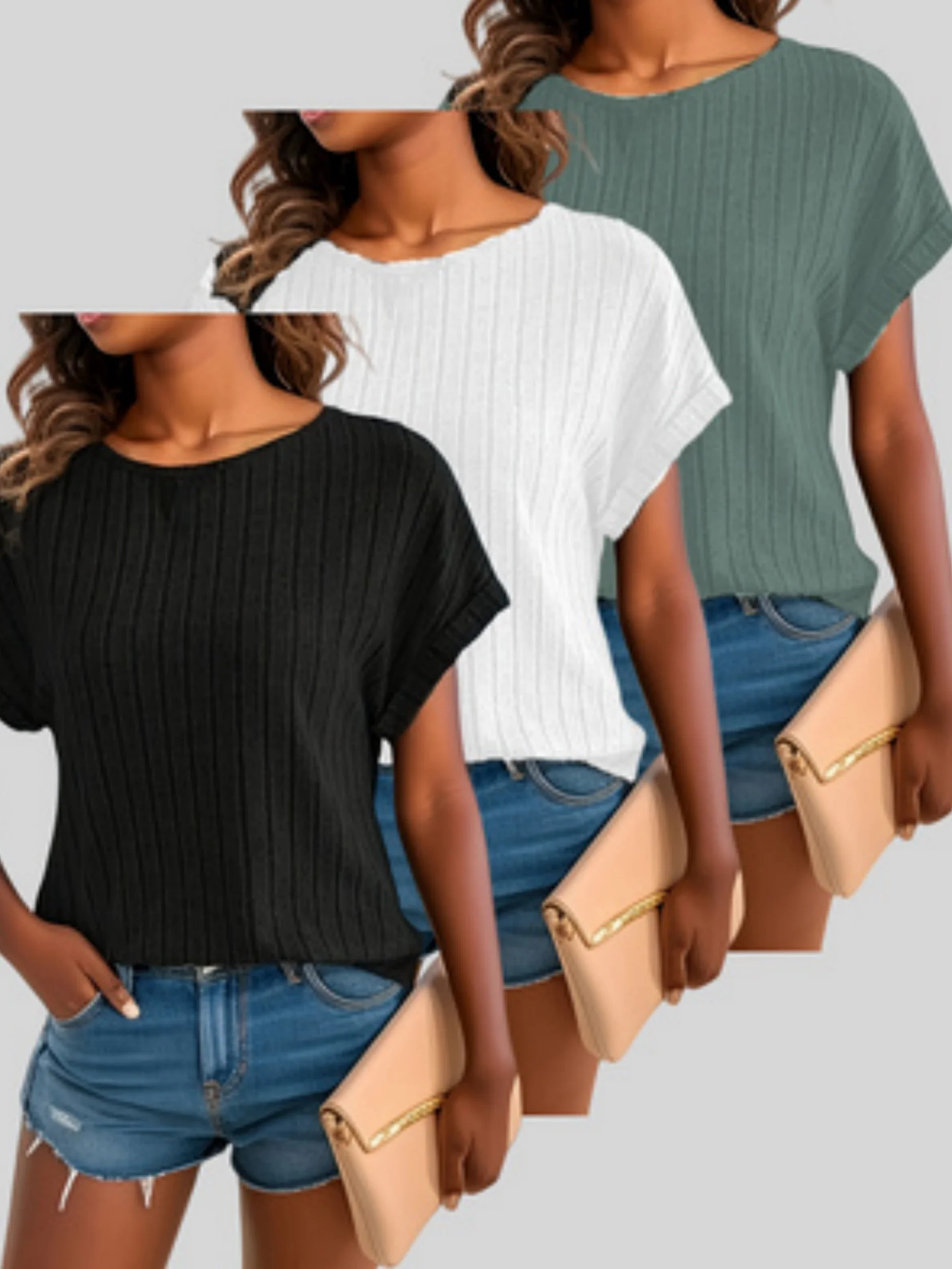 

Новая модная однотонная универсальная повседневная бестселлерная футболка из трех предметов.