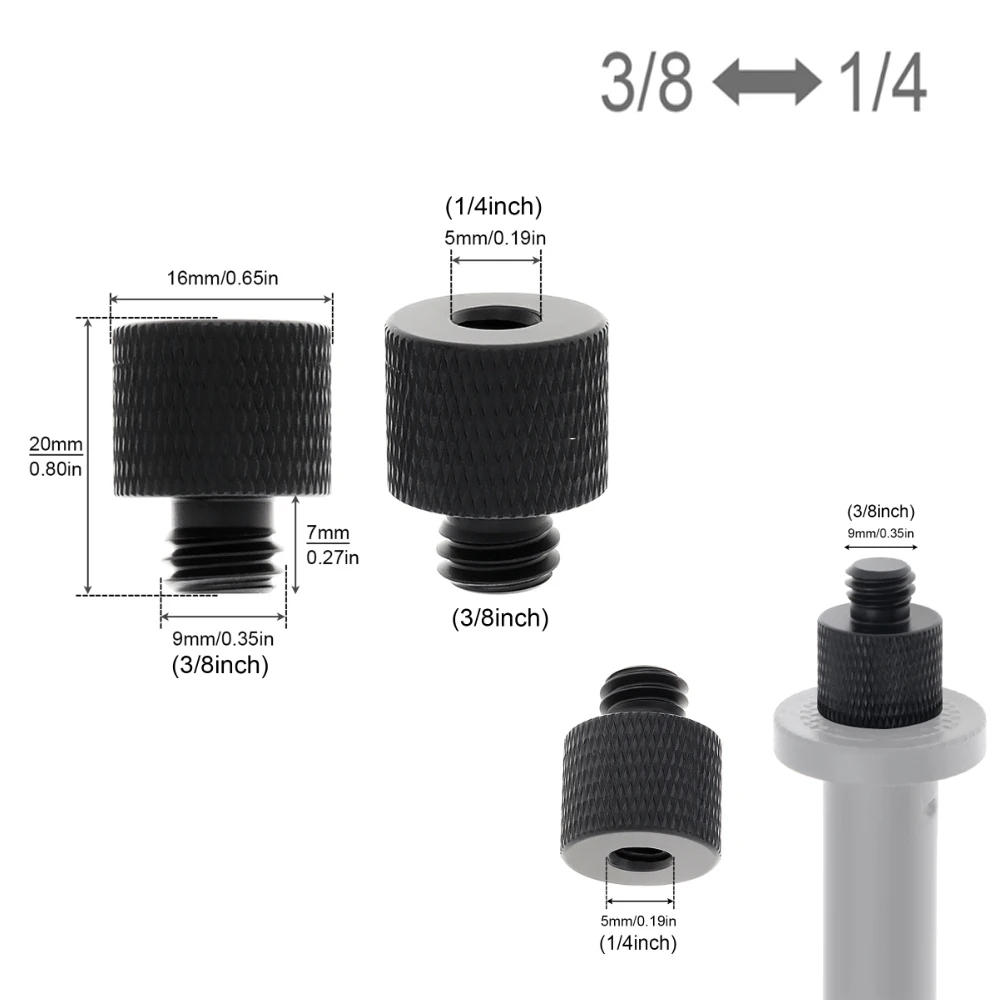 Адаптер для винтового крепления с резьбой Адаптер для подставки для микрофона для держателя микрофона/крепления камеры/аксессуаров для штатива