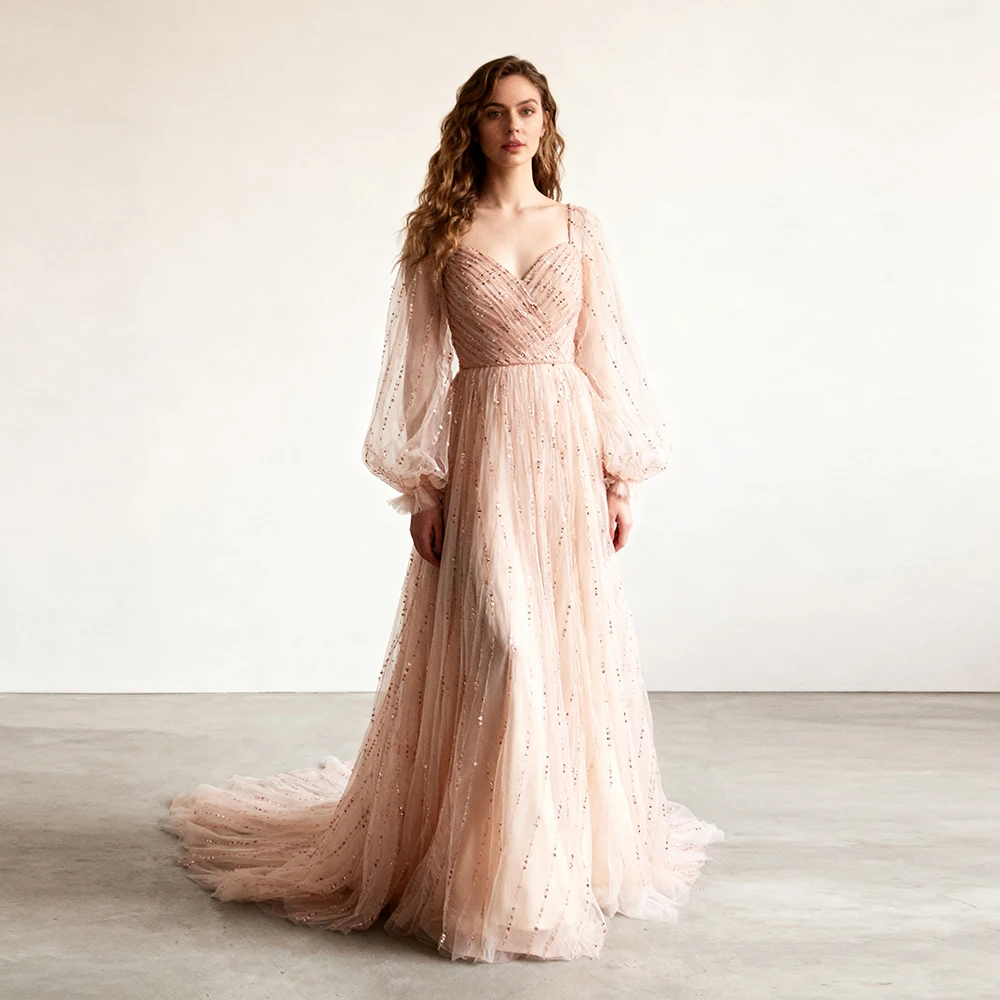 

Блестящее вечернее платье из тюля, платье для особых сеансов, вечернее платье YW251007