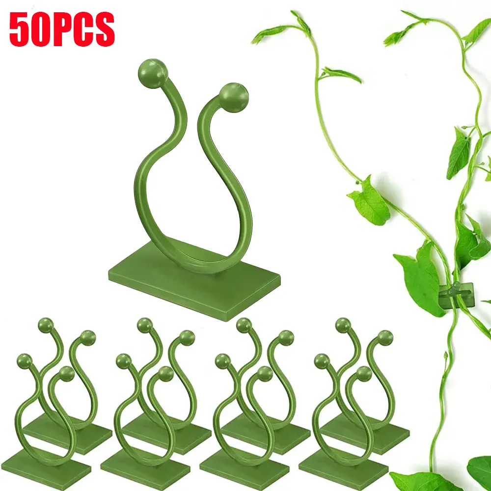 50PCS Plant Climbing Wall Fixture Clips Rattan Vine Fixer Self-Adhesive Hook Invisible Garden Binding Clip  Plant Stent Clip