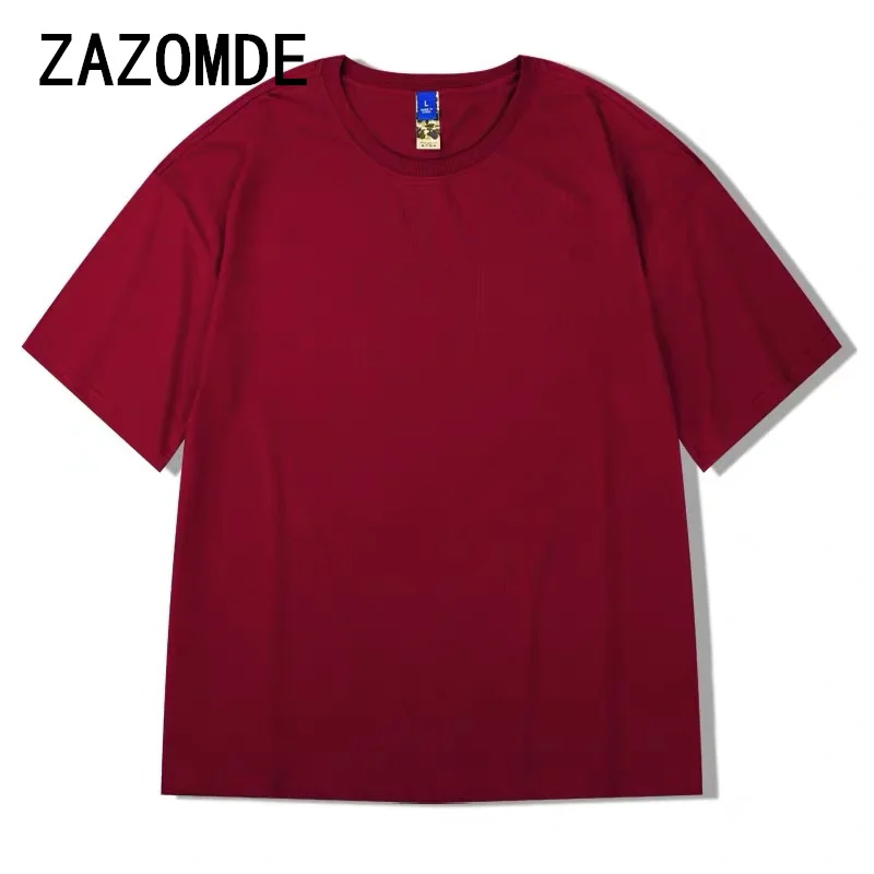 2024 Summer New High Quality Oversized Heavy T-shirt For Men Short Sleeve Tee Cotton Solid Color Trend Leisure T Shirt Tops Men