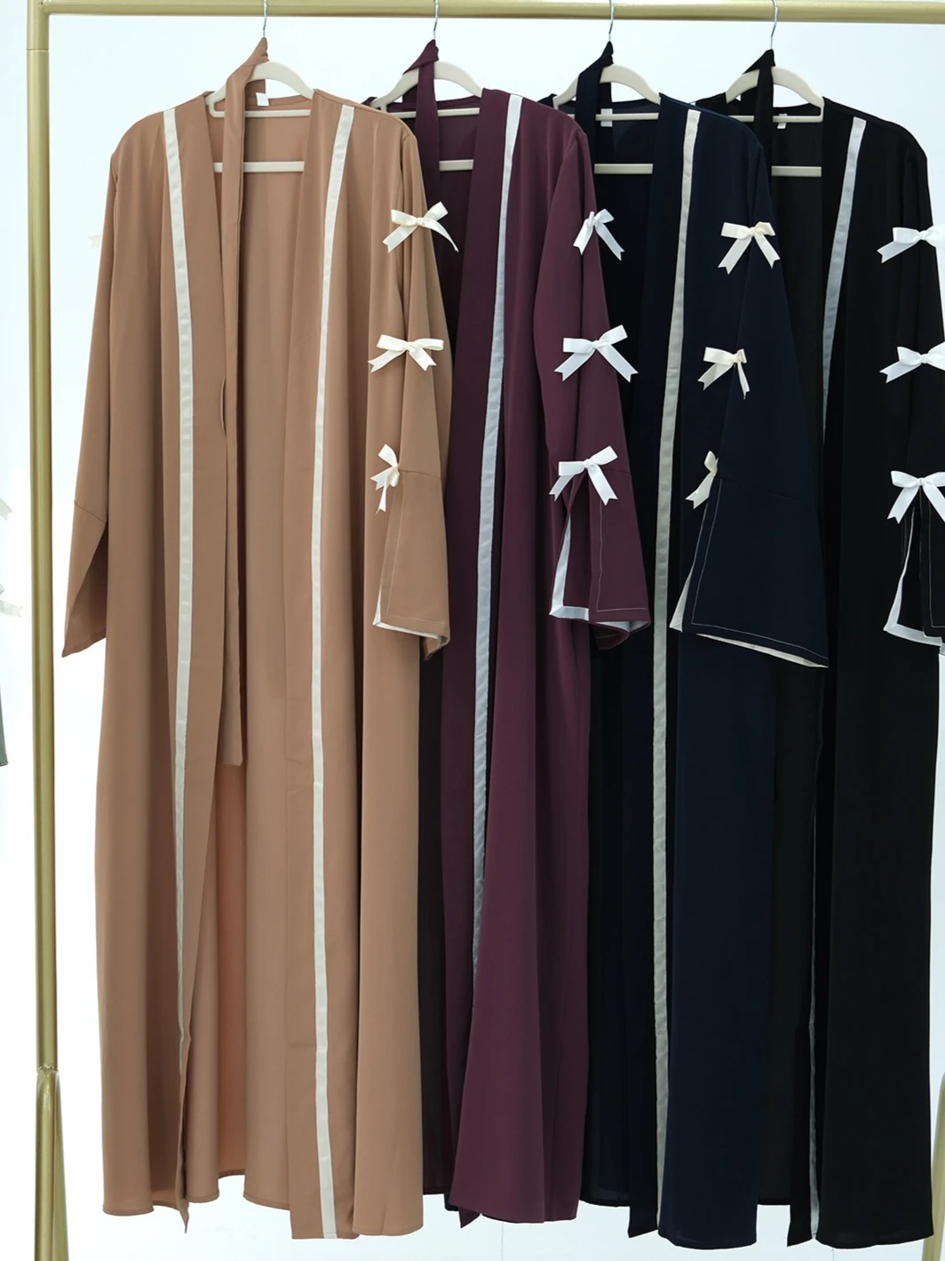 Eid Abaya Muslim Bow Women Open Dresses Jalabiya Vestidos Largos Split Sleeve Ramadan Morocco Dubai Long Robe Party Kaftan 2025