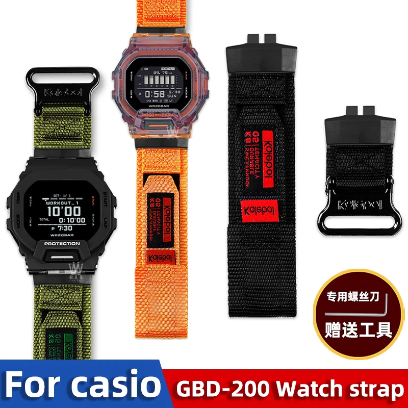 Nylon Canvas Watch Band for Casio GBD-200-1/2/9 GBD-200SM |  Waterproof Military Strap | Shockproof Replacement Bracelet