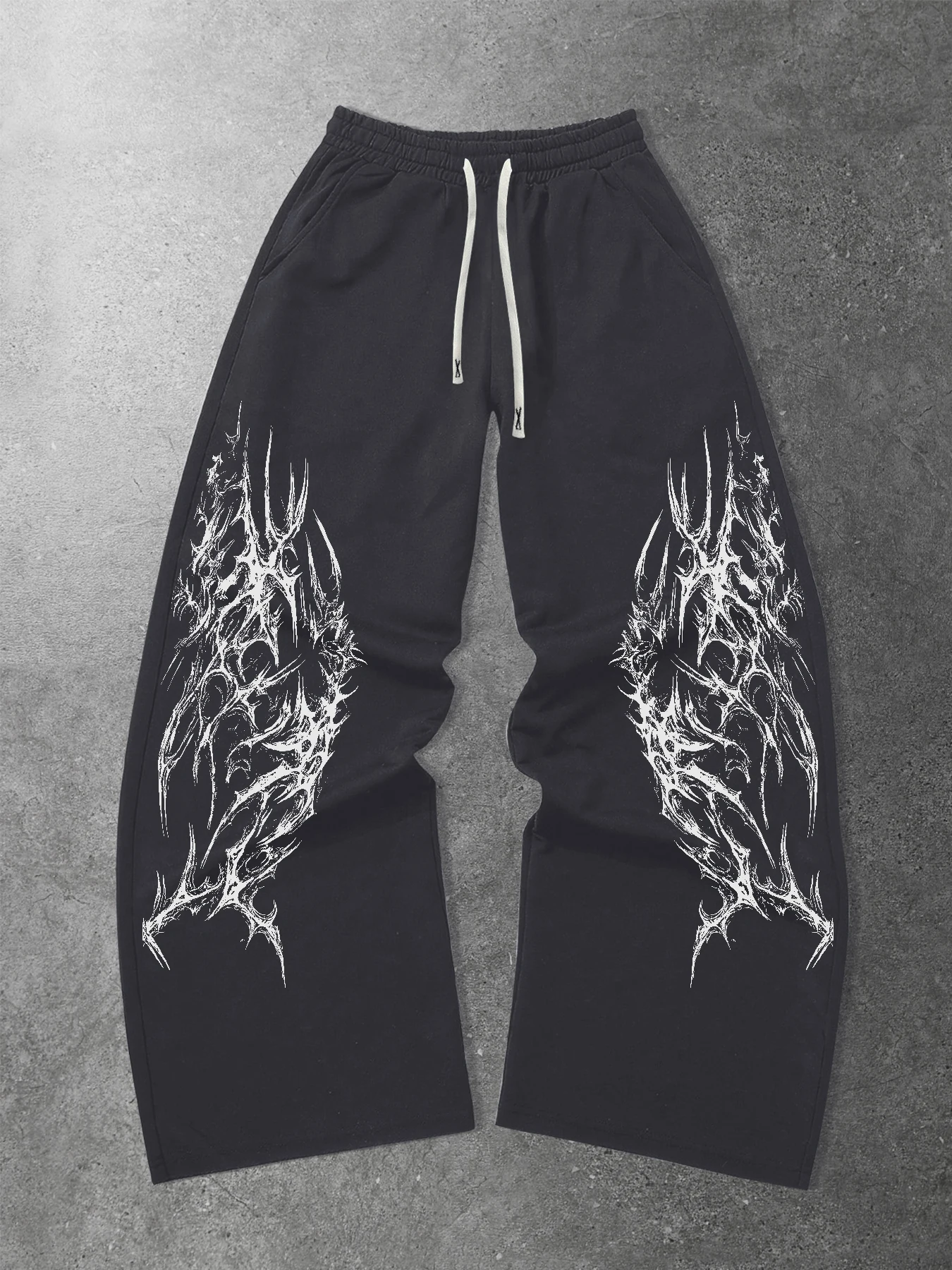 

Gothic dark tattoo design men's casual sports loose straight trousers autumn new street wear mens pants