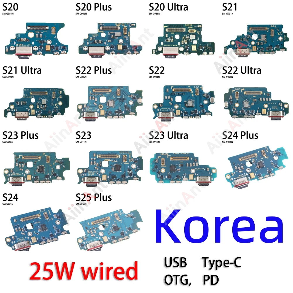 

Korea For Samsung Galaxy S25 S24 S23 S21 S20 Plus Ultra S906N S908N S911N S926N USB Board Dock Charger Connector Port Flex Cable