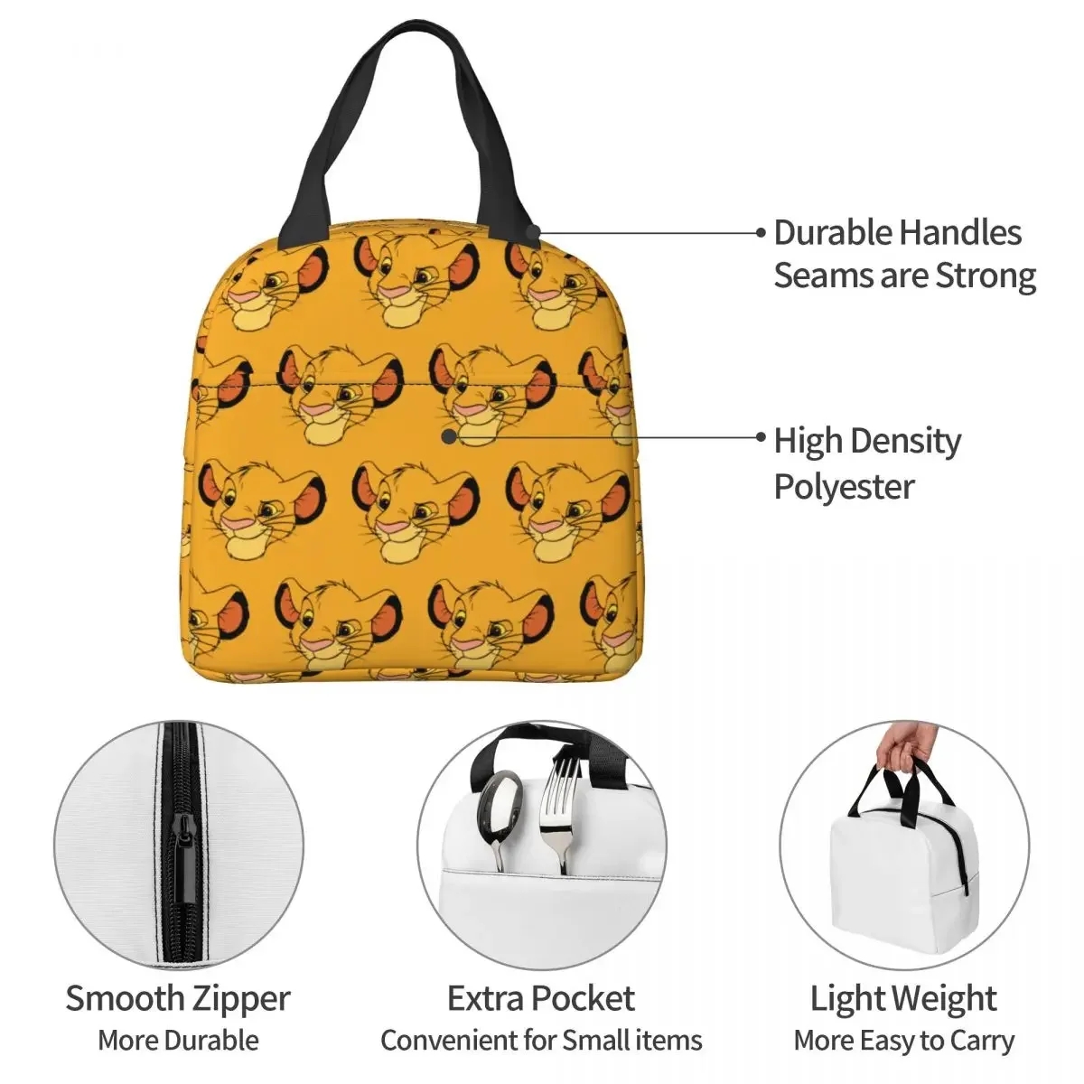 The Lion King Baby Simba borsa termica per il pranzo contenitore per pasti ad alta capacità borsa termica Tote Lunch Box School Picnic Food Handbags