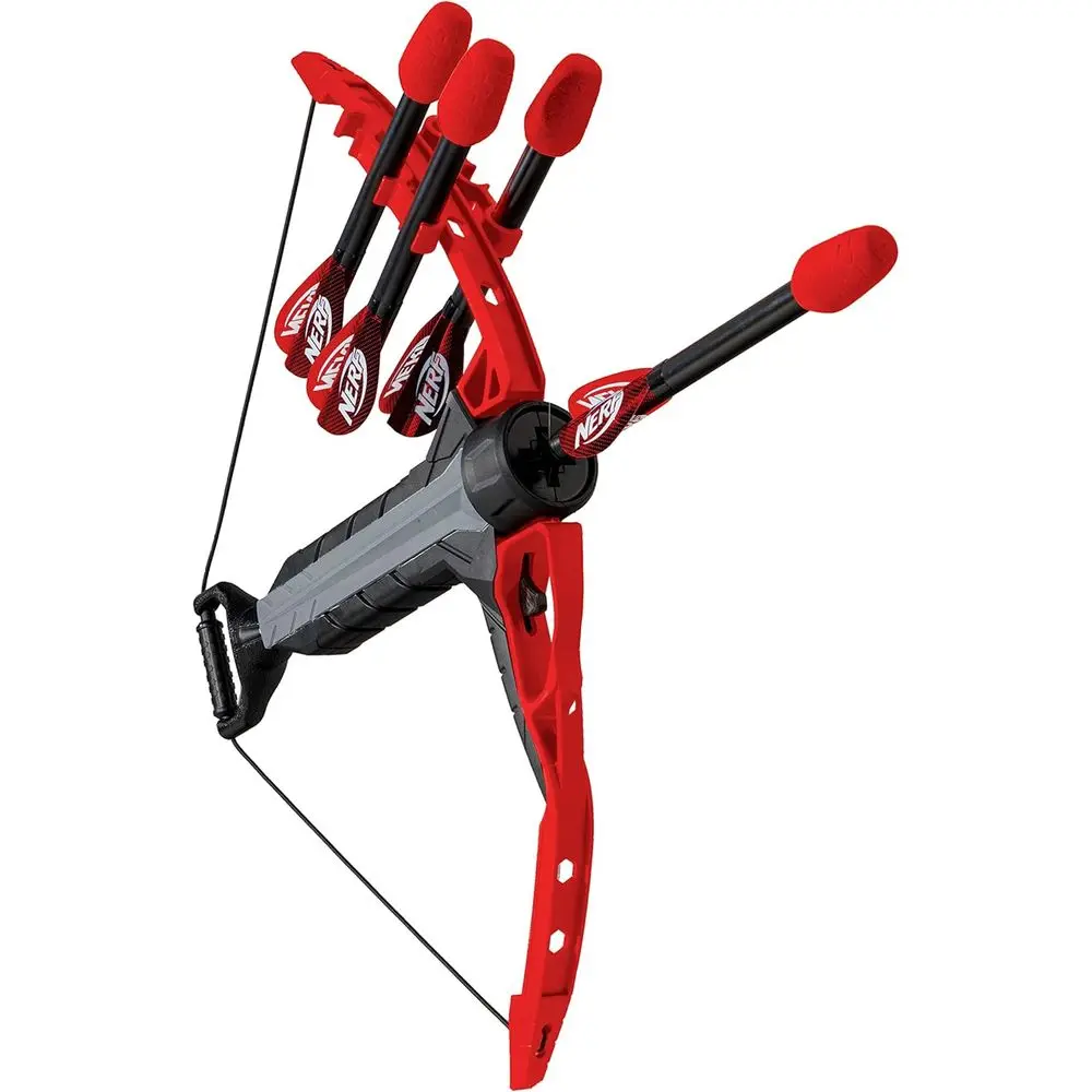 

Детский набор для стрельбы из лука с пневматическим приводом - в стиле бластера, с 4 стрелами с поролоновыми наконечниками для игр в помещении и на улице