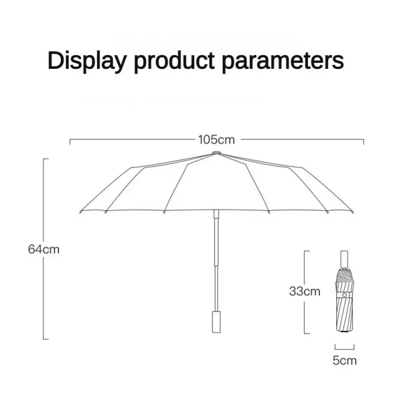 Fully Automatic Reverse Folding Umbrella With LED Flashlight 10Ribs Windproof Reflective Stripe UV Umbrellas For Sun Or Rain Day