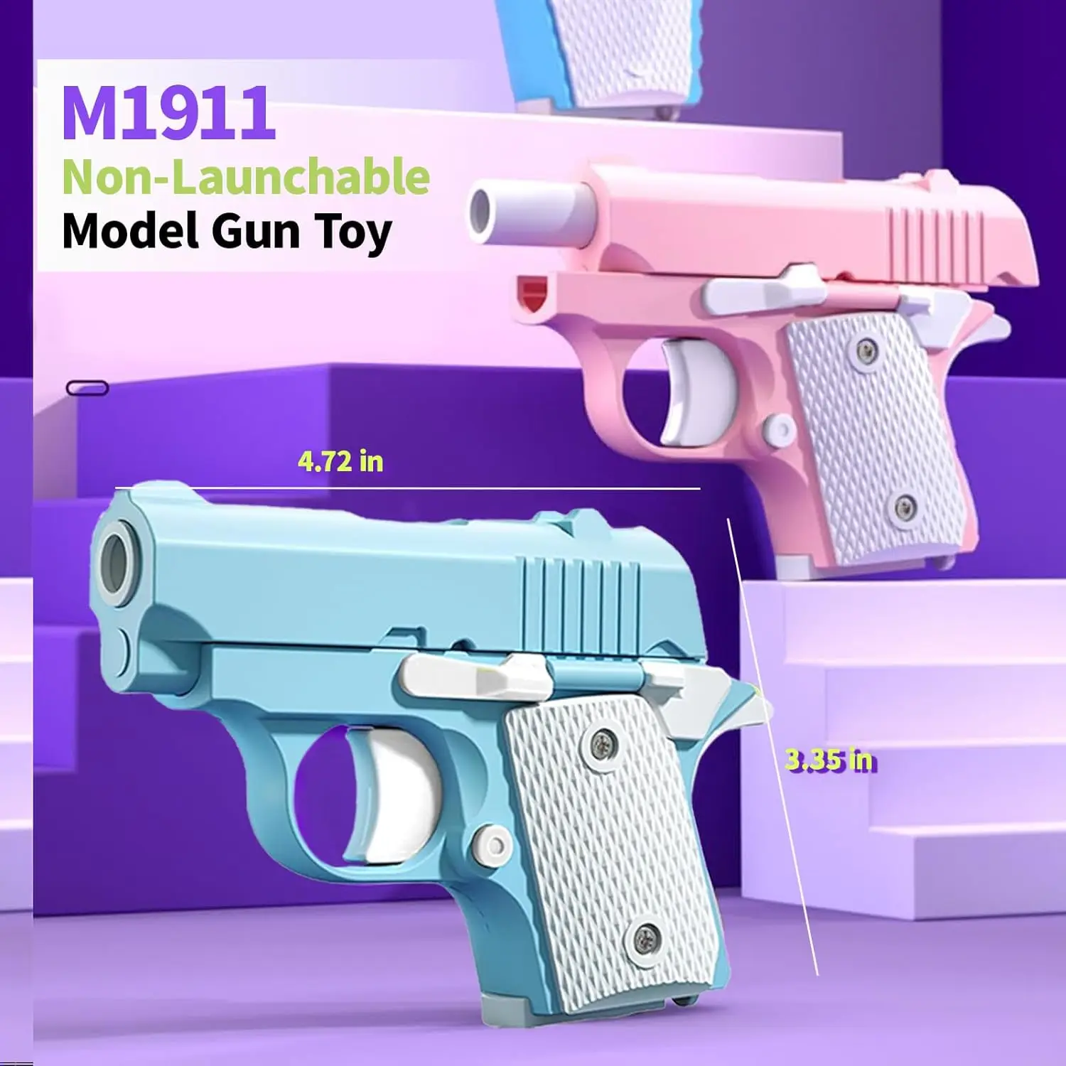 1911 3D Printed Small Pistol Toys Gravity Pistol Fidget Toys Adults Stress Relief Sensory Toys for Kids Friends Gift