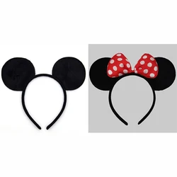 Disney Dot Bow Ears Headbands Kids Cartoon Head Bands Baby Classic Minnie Hairbands Women Simple Mickey Mouse Hair Accessories