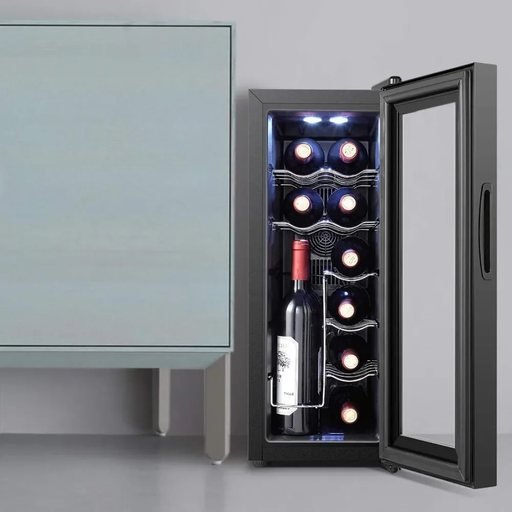 Wine Refrigerator with Thermoelectric Cooling, Vertical and Horizontal Storage, Leakproof & Quiet Mini Fridge, Wine Cooler