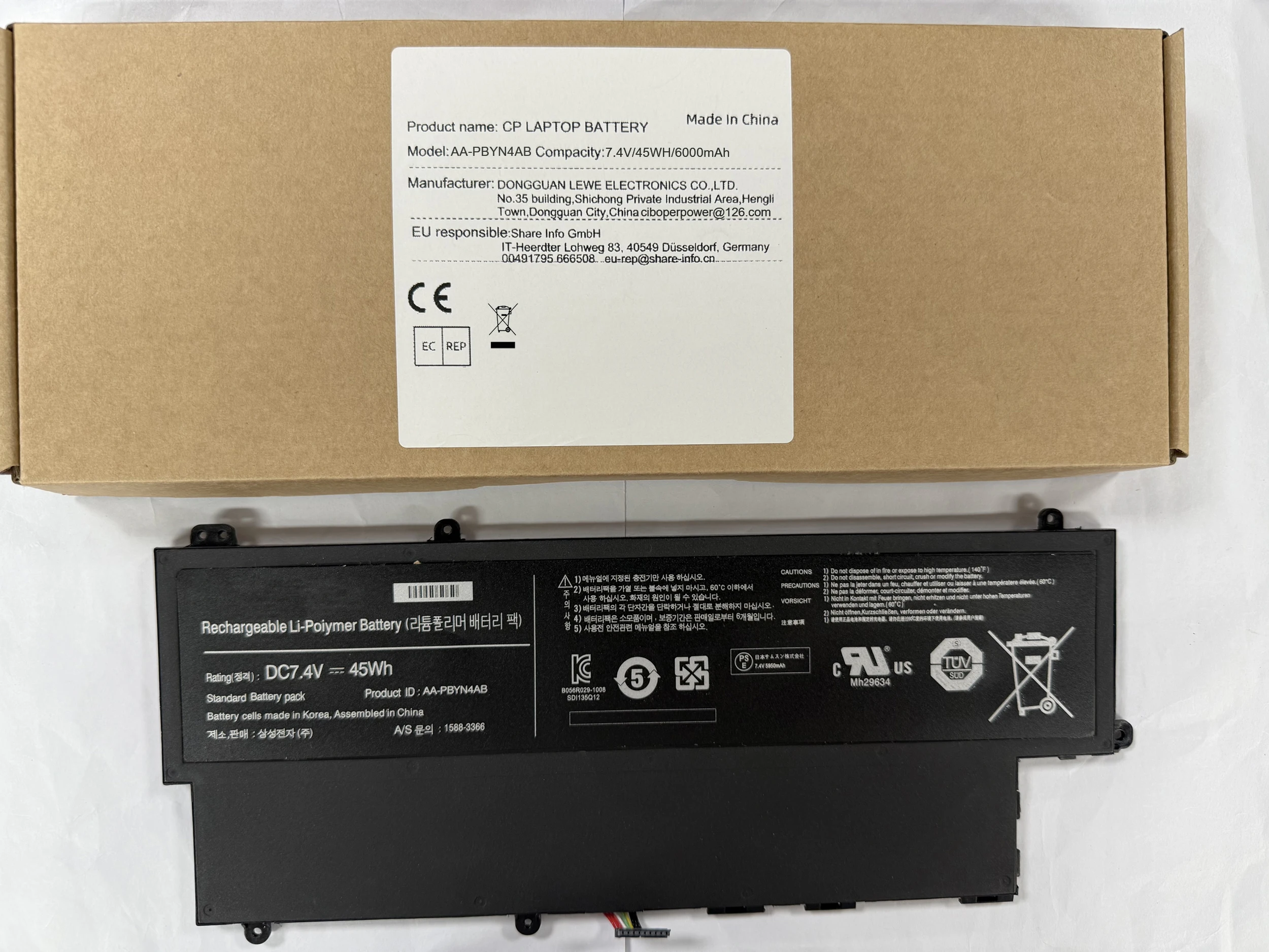 Laptop Battery AA-PLWN4AB AA-PBYN4AB For 530U3 Series 530U3C NP530V3C NP530U3C 535U3C 530U3B NP530U3B HT3691FC700364 7.4V/45WH