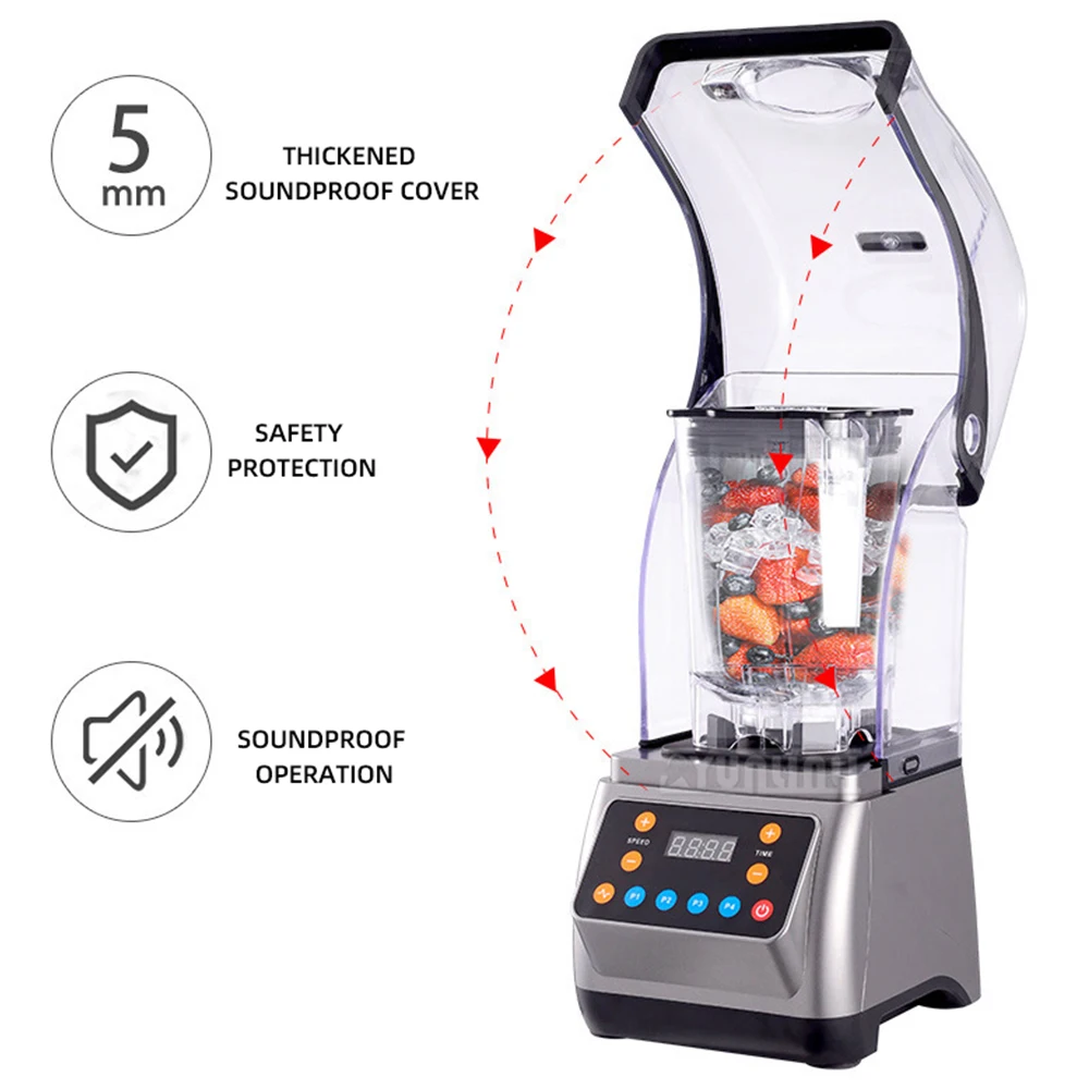 Máquina de hielo de arena comercial de 1,8 l, exprimidor totalmente automático de bajo ruido y alta potencia con cubierta para uso comercial
