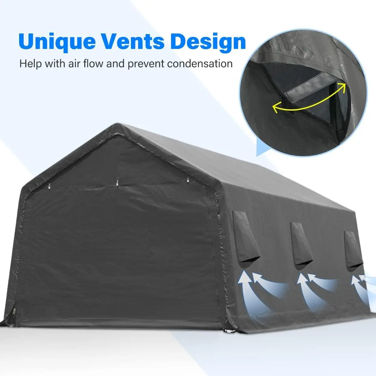 ADVANCE OUTDOOR 13x20 ft Garage Tent Carports with 2 Roll up Doors & Vents Outdoor Portable Storage Shelter for Vehicle