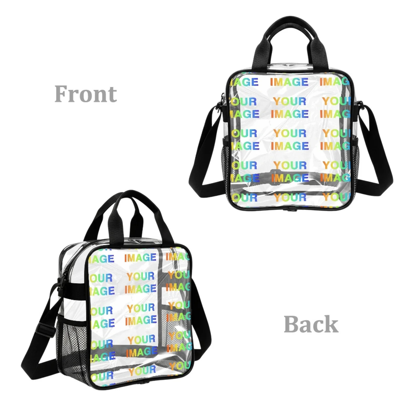 Print on Demand Transparent Lunch Bag Custom Photo Logo Clear Lunch Bag Men Women DIY Print Cooler Lunch Box for Adult Office