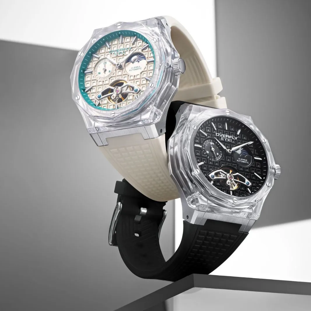 ساعة زوجية أصلية جديدة للرجال ذات هيكل عظمي مع لمسة نهائية مضيئة، ساعة يد نسائية ذات تصميم مختارة راقية #4