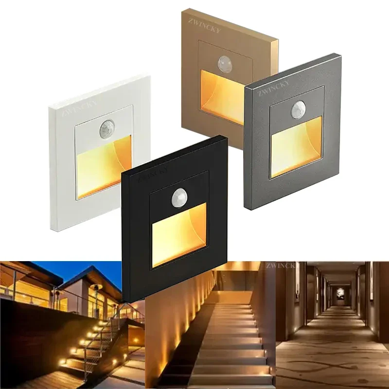 

Recessed Motion Detector Sensor Led Stair Light Wall Lamp Sconce Lighting Step Stairway Aisle Lamps Basement Passage Footlights