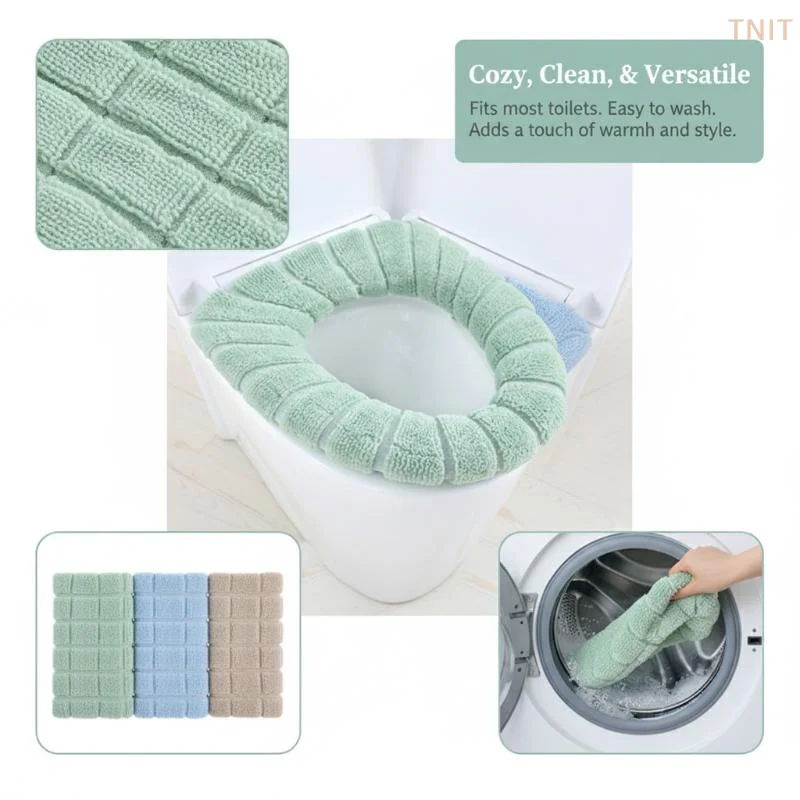 1 Stück Badezimmer-Toilettensitzbezug, weich, wärmend, waschbar, Sitzauflage, Sitzkissen