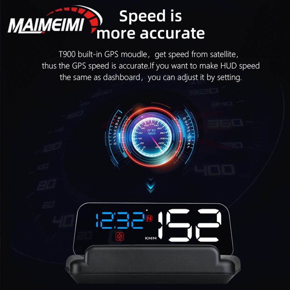 

T900 GPS Head Up Display Windshield Projector HUD Digital Display Speed KMH Speedometer Clock Compass Altitude For All Cars