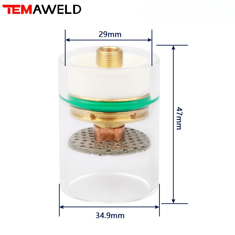 Imagem -02 - Tig Soldagem Torch Acessórios Lente de Gás Copo de Vidro Ajuste do Bocal para Wp26 Wp17 Wp18 Atacado