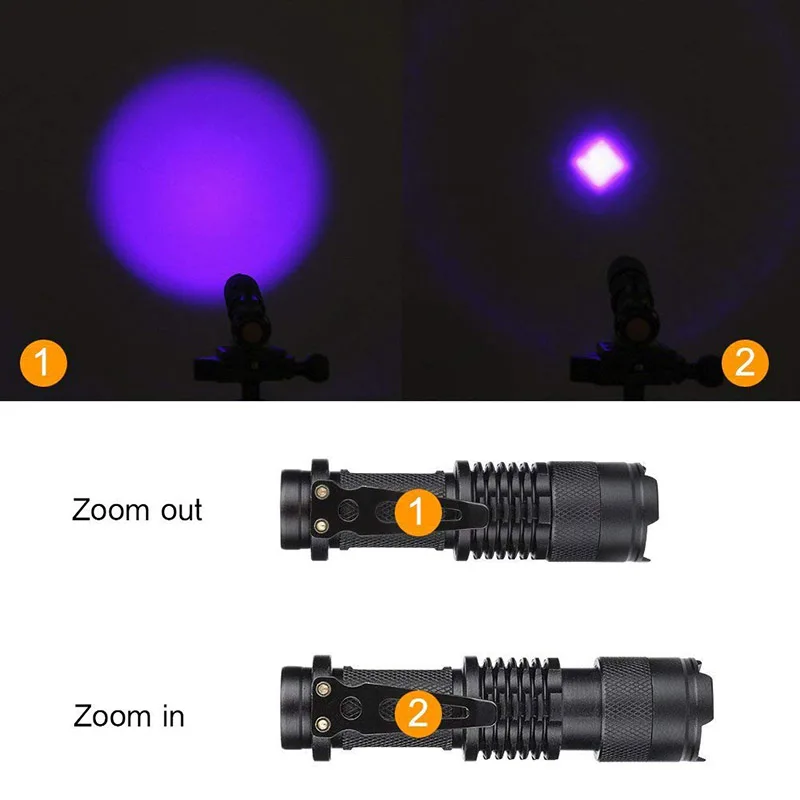 Imagem -02 - Dropshipping Led uv 395nm Lanterna Tocha Luz Ultra Violeta Luz Roxa Lâmpada uv aa Bateria para Marcador Verificador de Detecção